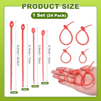 M METERXITY 48-Pack Adjustable Plant Ties, 4.7/5.9/6.7/8.2 Inch Silicone Flexible Multi-Function Garden Twist Tie for Crafts/Gift Wrapping/Gardening Plants, Reusable Support Twine [Red] - color: Red