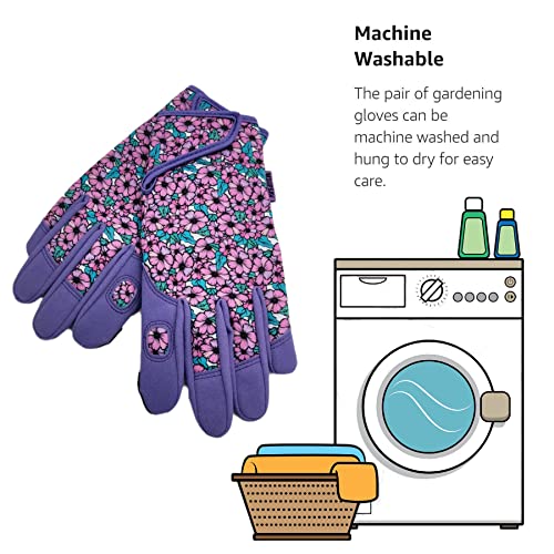 Cute Pattern Gardening Gloves,Thornproof Garden Glove,Gardener Gift - color: 1 Pair Per Pack-purple, size: Large