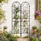 2-Pack 87" x 20" Sunflower Scroll Arch Black Metal Garden Trellises - color: 2 Pack 87"- Sunflower Black