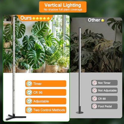 OUTON Standing Grow Lights for Indoor Plants, 60W Full Spectrum Plant Light - size: 6.4FT