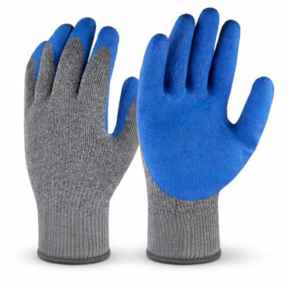 Oman Blue Latex Work Gloves, Double Dipped, XL, 6 Pairs