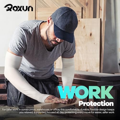 ROXUN Arm Sleeves with Thumb Hole, Cooling UV Sun Protection for Men/Women - color: 4 Pairs - Black