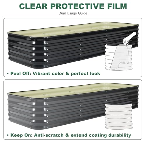 5 in 1 Galvanized Raised Garden Bed, 8x3x1.4ft, Grey - color: Gray, size: 8x3x1.4ft (1pack)