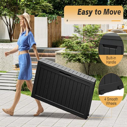 Fancyango 75 Gallon Outdoor Storage Waterproof Deck Box for Patio, Black
