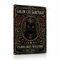 Halloween Metal Art Sign Salem Cat Sanctuary Black Cat Wall Decor - color: 06A