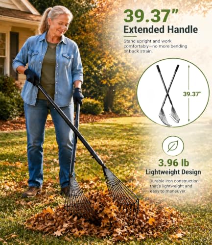 Leaf Grabber Rake, Long Handle Leaf Picker Upper for Yard Debris