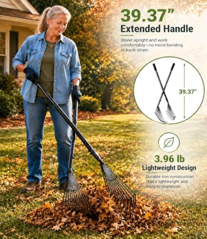 Leaf Grabber Rake, Long Handle Leaf Picker Upper for Yard Debris