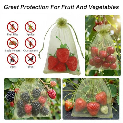 100 Pcs 4 x 6 Inch Fruit Protection Bags, Drawstring Mesh Netting Cover