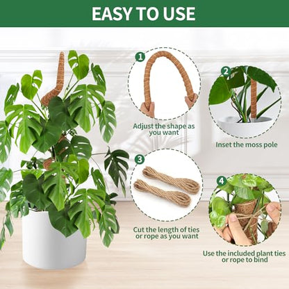 2 Pack Moss Pole 48 Inch Monstera Plant Sticks Support Tall Long Stakes - color: 48inch (2Pack)