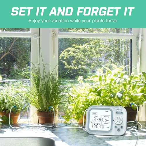 Automatic Plant Waterer Self Watering System Indoor for 15 Potted Plants Pack of 2, Auto Drip Irrigation Kit Programmable Water Timer w Smart Humidity Detection - size: Pack of 2