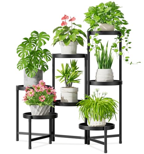iDavosic.ly 7 Tier Large Plant Stand Indoor Outdoor, 10 In Wide Tray, Black - color: Black, size: 7 Tiers