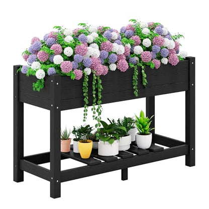 SERWALL Raised Garden Bed with Legs-Black - color: Black, size: 1 pack