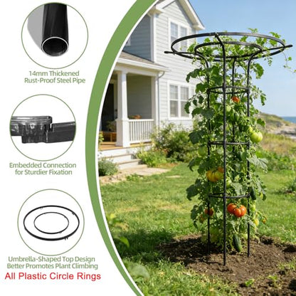 Garden Trellis for Climbing Plants Outdoor,84.6" Tall Umbrella Trellis - color: 6 Floors/Black