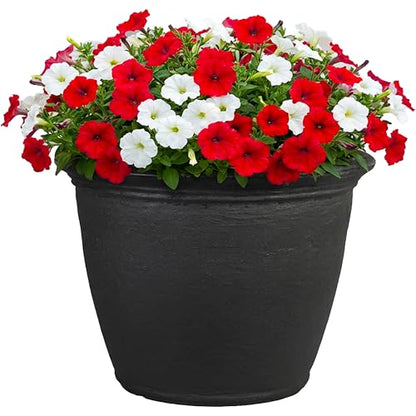 Sunnydaze Anjelica 20'' Large Plastic Planter Pot for Plants, Black - color: Matte Black, size: 20 in