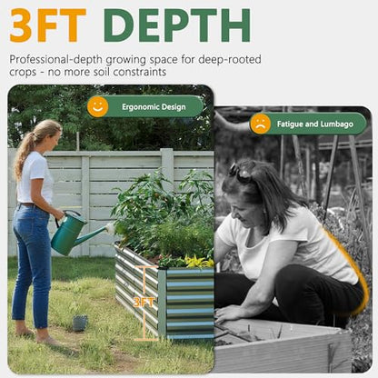 FOOWIN 6x3x3ft Raised Garden Bed Outdoor, Galvanized Steel Garden Beds - color: Silver, size: 6x3x3 FT-2PC