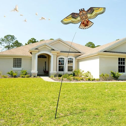 Bird Scarer Kite with 13ft Pole Bird Hawk Flying Kite-Owl Kite - color: multicoloured