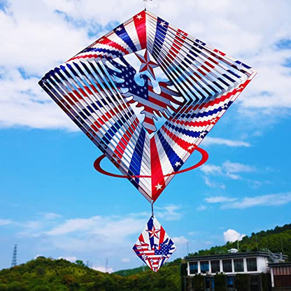 DJUAN 13.5in American Eagle Flag Patriotic Wind Spinner Gifts for Men Dad - color: Eagle Flag