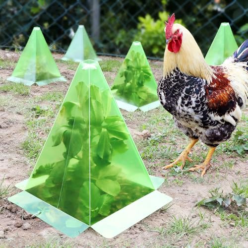 Reusable Plastic Garden Cloches, 7.8" x 11" Mini Greenhouse, 1.2mm Thick Clear Bell Covers with Metal Stakes Against Sun, Frost, Snails, Plant Protector (40pcs-Green) - size: 40pcs-green