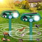 2 Pack Solar Ultrasonic Animal Repeller with USB-C Fast Charge, Double-Sealed IP65 Waterproof Deterrent for Garden, Motion Sensor Deer Cat Dog Skunk Rabbit Raccoon Squirrel Repellent