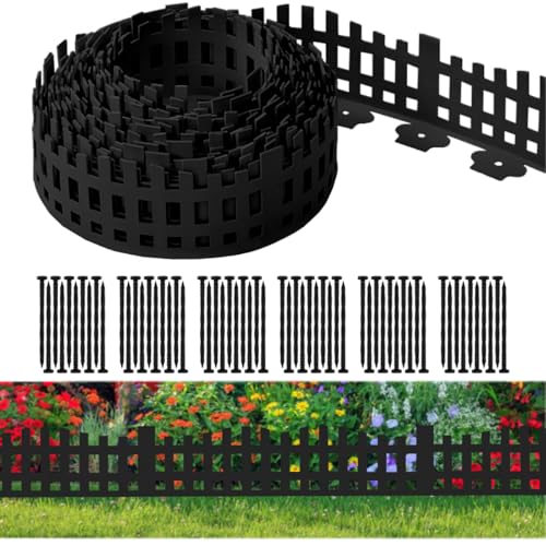 Garden Edging 33FT x 4.1~4.9IN Tall, Landscape Edging Borders with 60pcs Plastic Stakes,Arched Design Black Flexible Lawn Edging Border, No Digging Edge Fence DIY for Tree Flowerbeds Grass Yard - color: Black, size: 33FT x 4.9IN