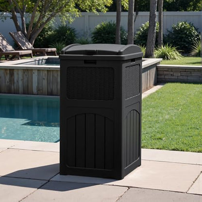 Greesum 33 Package Delivery Box for Outside, Waterproof Resin Garbage Bin with Lid for Hideaway, Deck, Patio, Black - color: Black, style: 1 Pack