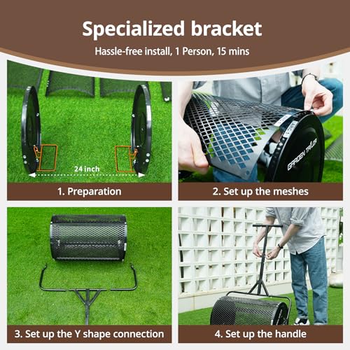Compost Spreader 24 Inch Peat Moss Spreader - Black - size: 24 Inch