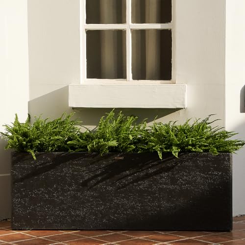 42" Large Rectangular Planter - Handmade Fiberglass Composite - color: Charcoal Gray, size: Large