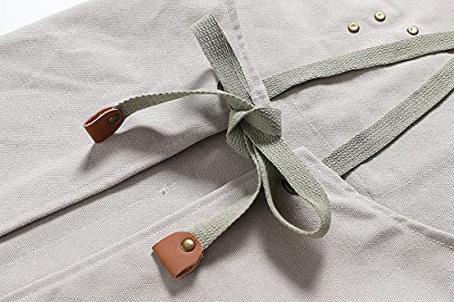 Kitchen Chef Aprons for Women and Men with 3 Pockets for Cooking BBQ Bib Work - color: Cream