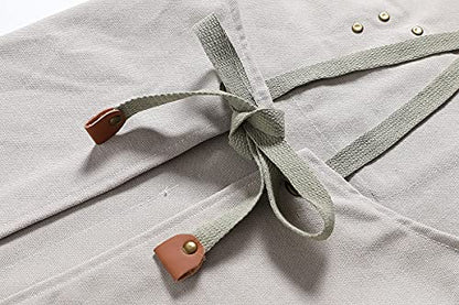 Kitchen Chef Aprons for Women and Men with 3 Pockets for Cooking BBQ Bib Work - color: Cream