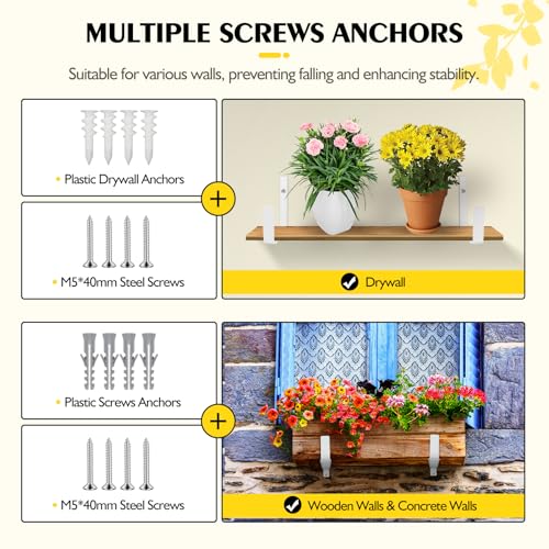LukLoy Adjustable Window Box Brackets, 4 Pack Planter Box Brackets, White - size: 4 pack-white