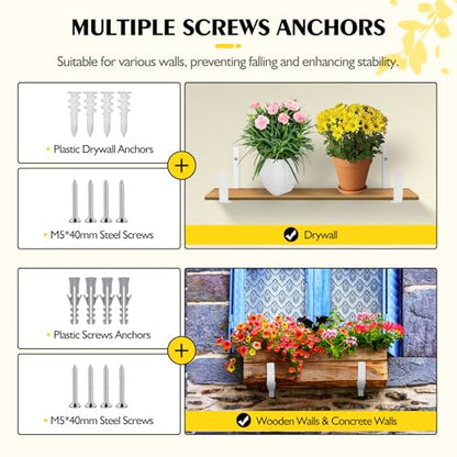 LukLoy Adjustable Window Box Brackets, 4 Pack Planter Box Brackets, White - size: 4 pack-white