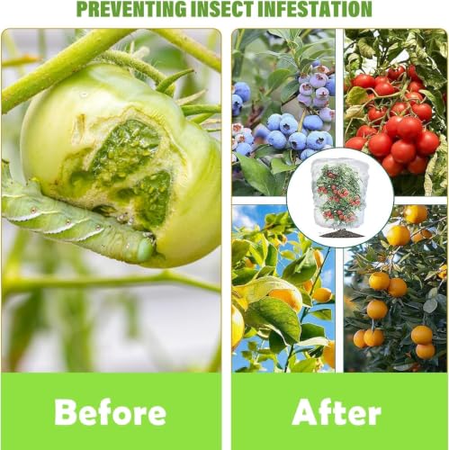 Drawstring Blueberry Netting for Bushes - 2Pack 3.28 * 2.62+ 2pack 4.92 * 3.94Ft - Easy Install Reusable Garden Netting,for Fruit Trees & Tomato Plants, Blocks Birds, Squirrels & Insects - size: 3.28*2.62+4.92*3.94