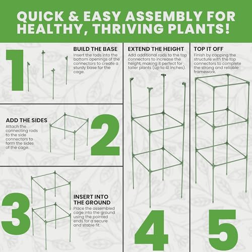 1 Pack 41" Square Tomato Cages for Garden - Large Tomato Trellis Stakes - size: 1 Pack, 41 Inches