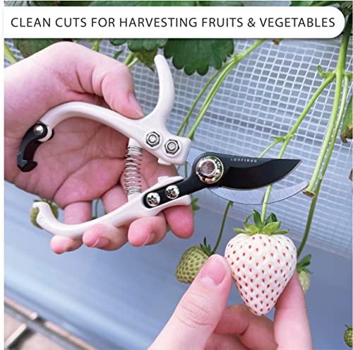 Bypass Garden Hand Pruner & Ergonomic Pruning Shears - Cream