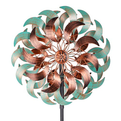 DREAMSOUL 360° Wind Spinners Outdoor, Metal Wind Spinner 64 Inch Windmill for Yard Garden Outdoor Decor - size: 13inch(Turquoise)