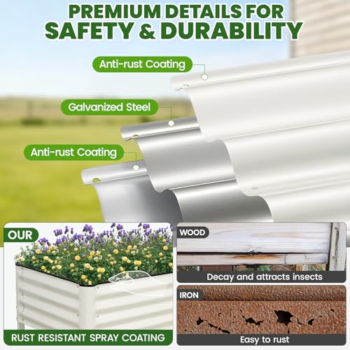 G GOOD GAIN Elevated Raised Garden Bed Kit with Wheels, Rack,2x4ft, White - size: 2' x 4', style: White with Legs, Wheels, and Storage Rack