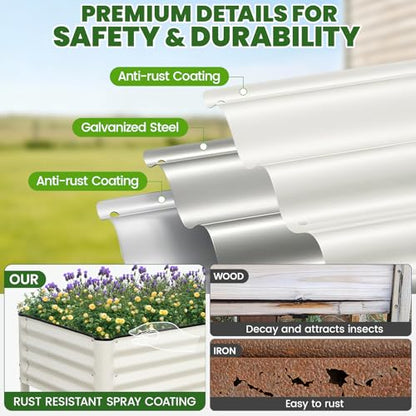 G GOOD GAIN Elevated Raised Garden Bed Kit with Wheels, Rack,2x4ft, White - size: 2' x 4', style: White with Legs, Wheels, and Storage Rack
