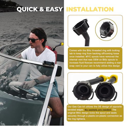 Mr Yellow Cap Gas Can Spout Replacement For 𝐎𝐥𝐝 𝐒𝐭𝐲𝐥𝐞 𝐁𝐥𝐢𝐭𝐳 𝐂𝐨𝐧𝐭𝐚𝐢𝐧𝐞𝐫𝐬 𝐎𝐍𝐋𝐘 - 2 Can Nozzle, 2 Rings, 2 Gas Caps, & 2 Gas Vents, Fuel Can Spout Replacement, Gas Tank Nozzle - size: 2-Pack Spouts&Vents Kit