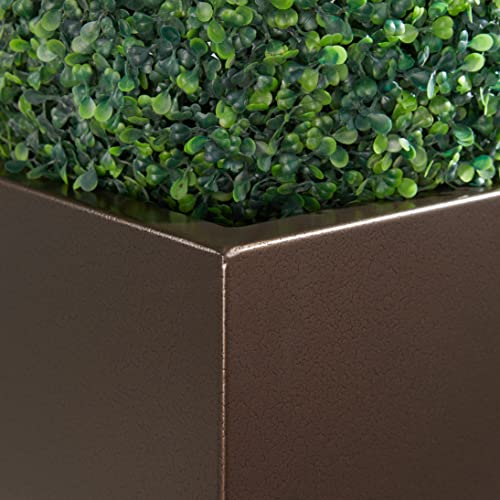 14Lx14Wx30H Rust-resistant Metallic Outdoor Indoor Tall Planter Set of 2 - color: Espresso