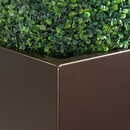 14Lx14Wx30H Rust-resistant Metallic Outdoor Indoor Tall Planter Set of 2 - color: Espresso