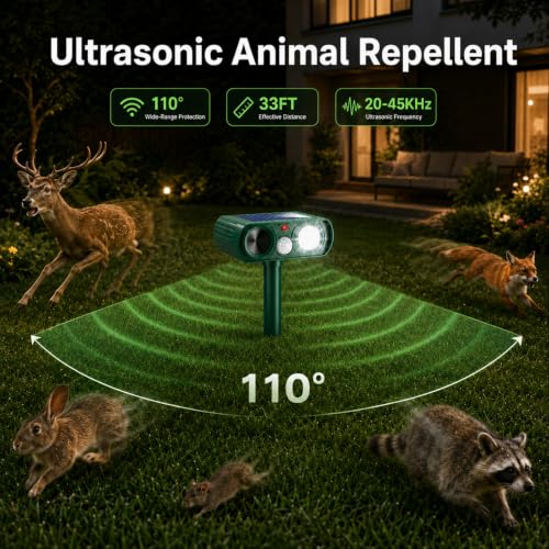 Solar Ultrasonic Animal Repellent Outdoor, Deer Repellent Devices