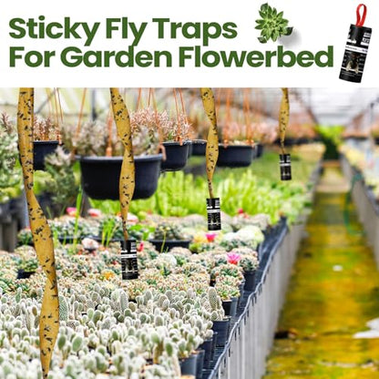 Qualirey 80 Pack Fly Strips Sticky Hanging Indoor Outdoor,Black - color: Black