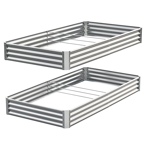 Galvanized Raised Garden Bed,Outdoor Planter Box Metal Patio Kit Planting Bed for Vegetables Flowers Herb (Galvanized, 8x4x1ft-2p) - size: 8x4x1ft-2p