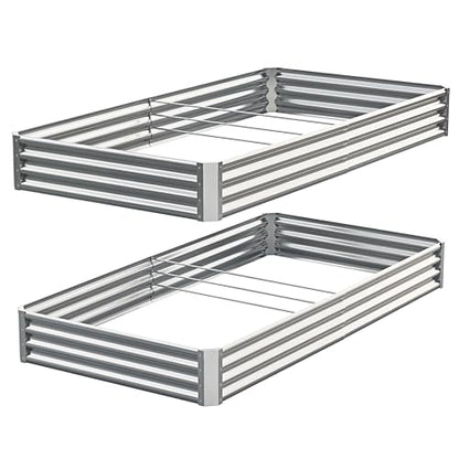 Galvanized Raised Garden Bed,Outdoor Planter Box Metal Patio Kit Planting Bed for Vegetables Flowers Herb (Galvanized, 8x4x1ft-2p) - size: 8x4x1ft-2p