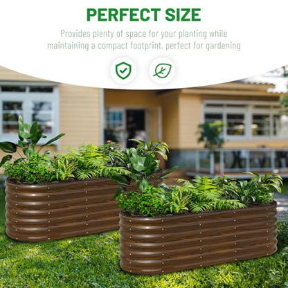 SnugNiture 2-Pack Galvanized Steel Raised Garden Bed Kit - 6x2x2 ft Metal Planter Boxes for Vegetables, Flowers, Herbs | Easy Assembly, Open Bottom Design, Brown - size: 6x2x2ft(2 Pack)