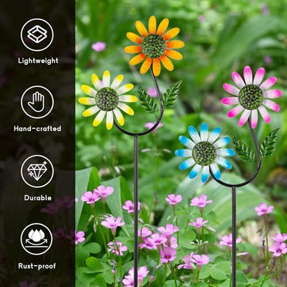 2 Pack Flower Wind Spinners Outdoor - size: 2 Pcs-31x10