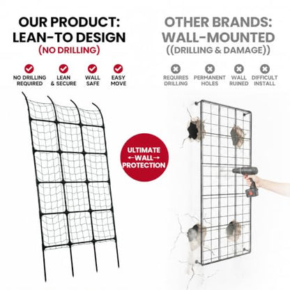 8.8ft Leaning Garden Trellis, No-Drill Lean-to Design for Climbing Plants | PE-Coated Galvanized Steel Plant Support for Flowers & Vegetables, Rust-Proof & Space-Saving Vertical Gardening