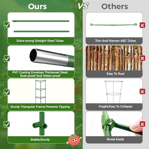 4 Pack Extra Wide Tomato Cages for Garden Up to 47.2'',Tall Metal Plant Supports for Raised Garden Bed, Foldable & Sturdy Steel Stake Cages for Tomato, Eggplant,Pepper, Pea﻿ (4 Pack) - size: 4 Pack