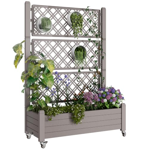Fancyango Raised Garden Bed with Wheels 61.2" H -Medium Gray - color: Medium Gray, size: 61.2"H