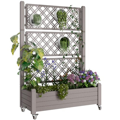 Fancyango Raised Garden Bed with Wheels 61.2" H -Medium Gray - color: Medium Gray, size: 61.2"H